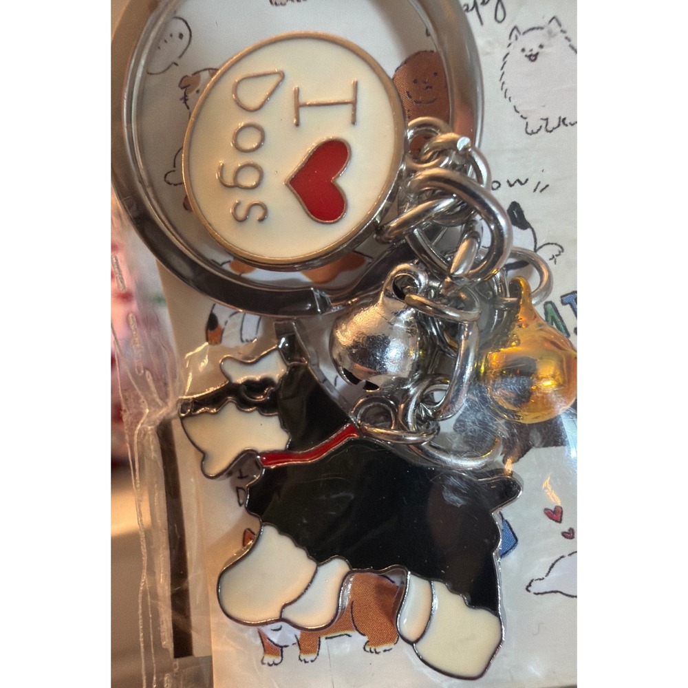 Schnauzer I‎ Love Dogs Keychain Charm with Bells